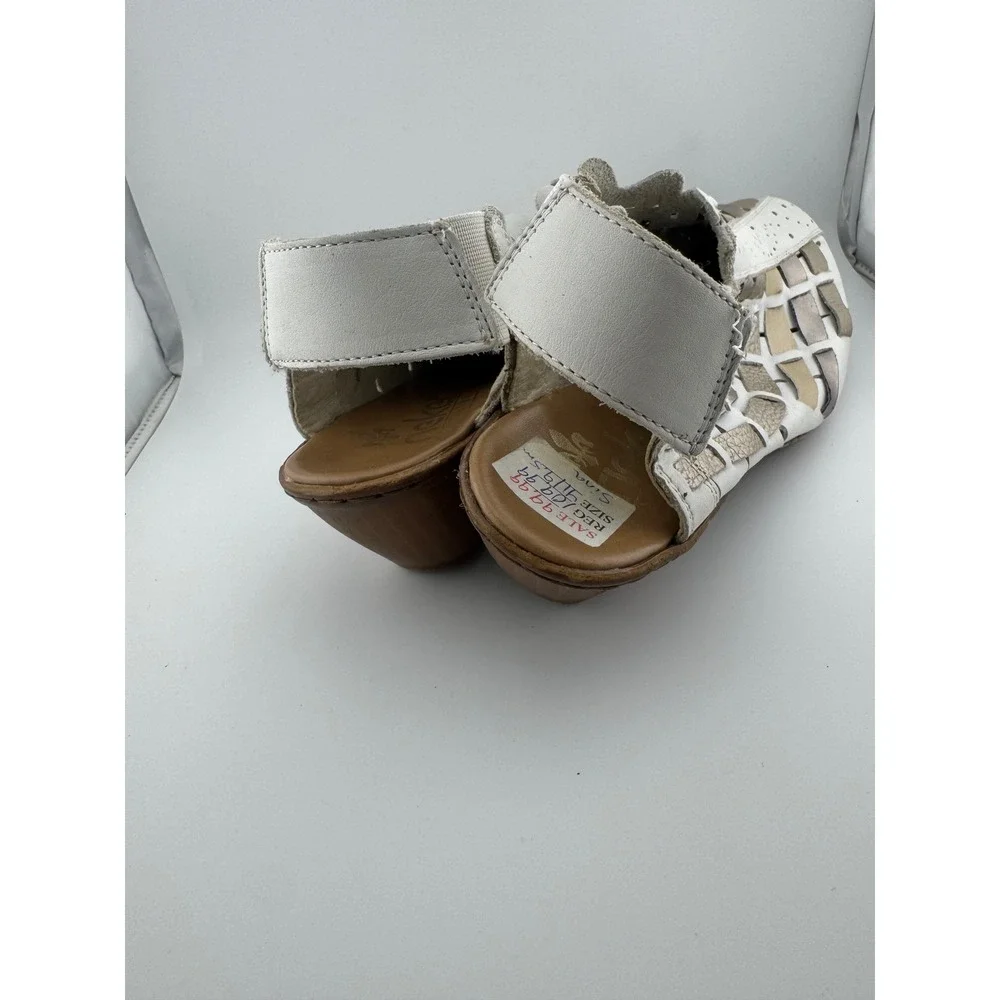 Rieker Antistress Sina Woven Leather Slingback Sandals White Gold Silver‎ EU 41